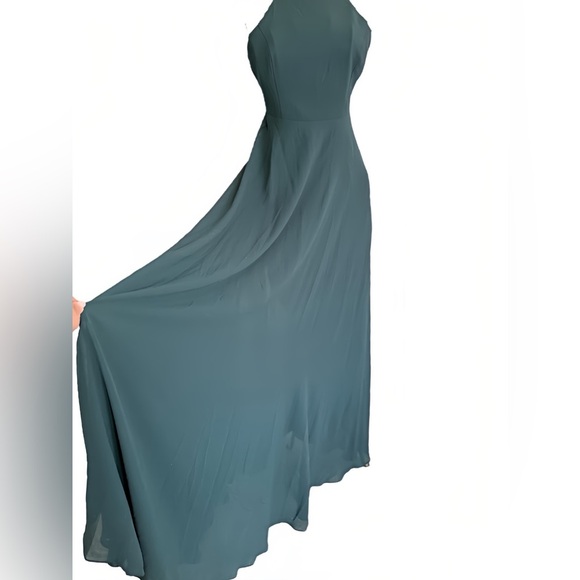 Lulus Green Chiffon Maxi Dress XS | Spaghetti Strap Empire Waist Backless Gown - Picture 2 of 13